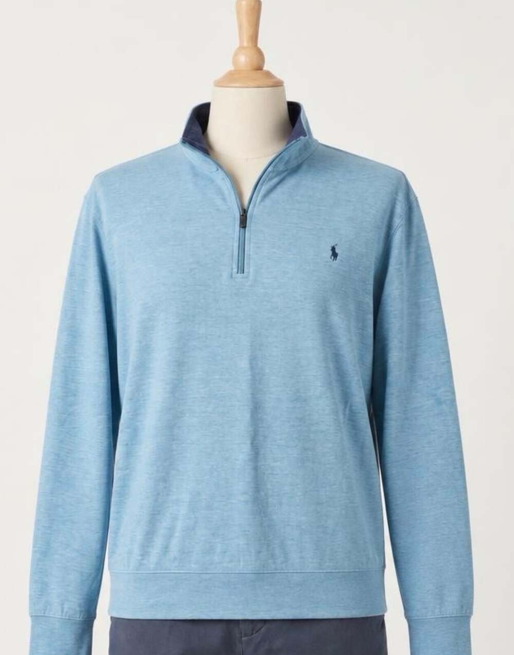 Polo Ralph Lauren 1/4 Zip Blue Jersey Cotton Pullover Jumper Mens 4XB Aqua